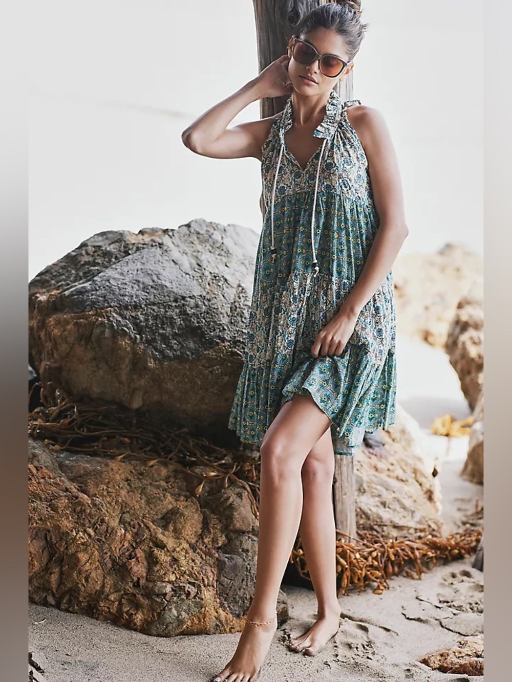 Anthropologie Ro’s Garden Sofia Short Dress in Igor Turquoise Sz Small